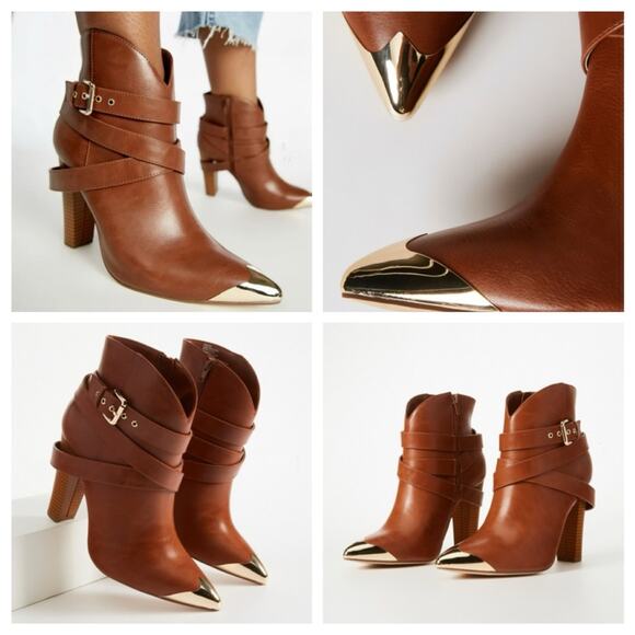 Shoe Dazzle 
Stevie Heeled Ankle Boot in Brown - Picture 1 of 8